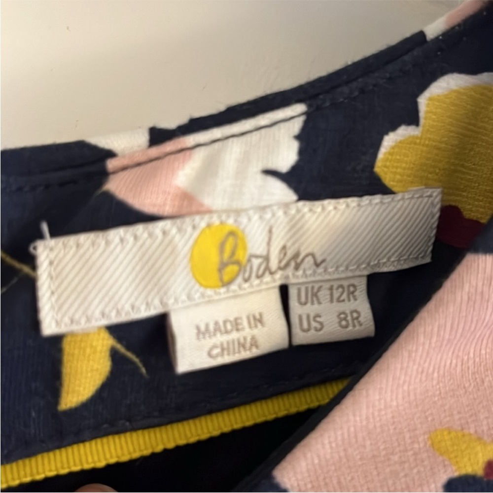 Boden Alexis Midi Knit Dress Navy Blue Mod Floral US 8 UK 12 - Picture 4 of 6